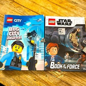 Bundle of two scholastic, Lego books with Legos and lock and key